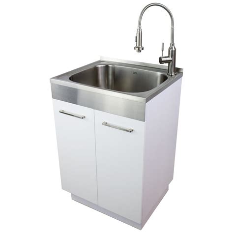 laundry utility sink all-in-one cabinet stainless steel with faucet|Transolid TCB.